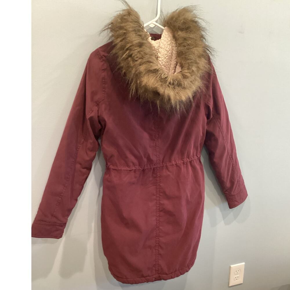 Abercrombie & Fitch Womens Y2K Fur Lined Jacket Size S Burgundy Preppy Layers - Picture 4 of 13